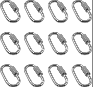 4.2" Chain Quick Links, 12Pcs 1/2" Heavy Duty Carabiner, 2500 LBS Capacity, High Strength AntiRust Chain Connector for Hammock Hanging, Camping, and Hiking (Silver)