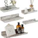 Rustic Shelves Wall-Mounted Distressed White - Farmhouse Wall Shelves 15.8 Inch Wood Wall Decor Decorative Small Floating Ledge Shelf for Bedroom Living Room