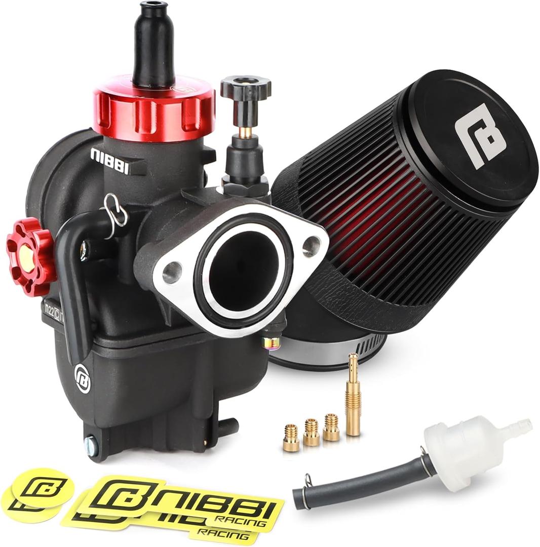 NIBBI 22mm Carburetor with CNC 48mm Air Filter kit, PE22FL Carburetor fit for 140cc mini Bike, Upgrade for SSR125cc Apollo140cc X-PRO125cc Pradator 212 mini bike