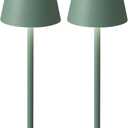 KDG 2 Pack Cordless Table Lamp,Portable LED Desk Lamp, 4000mAh Battery Operated, 3 Color Stepless Dimming Up, for Restaurant/Bedroom/Bars/Outdoor Party/Camping/Coffee Shop Night Light(Green)