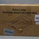 Stainless Steel Litter Box Extra Large for Big Cats Multi-Cats, Jumbo Extra Large Metal Cat Litter Box with High Sided Lid, Anti-Urine Leakage, Non-Stick,Include Litter Scoop (XXXL, Dark Grey)