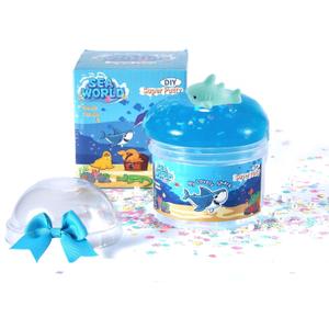 Shark Ocean Slime Kit with Ice Cream Tub - 8 Oz Blue Crystal Slime, Slime Party Favors for Kids, Resin Shark Charm & Glitter - Non-Sticky Sensory Toys for Boy & Girls 6-12,STEAM Classroom Gifts