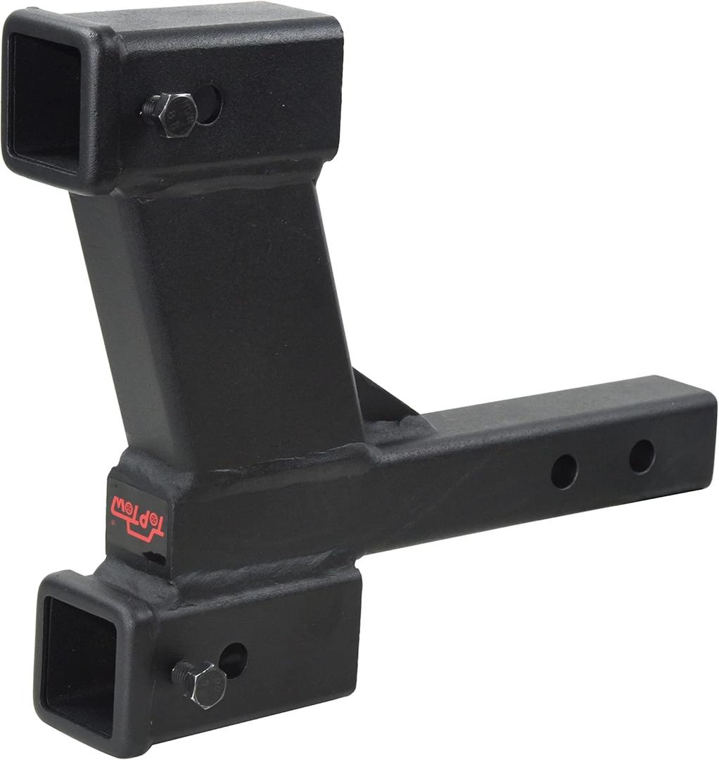 TOPTOW Trailer Hitch Extender Adapter with 2-inch & 8-inch Riser/Drop, 2" Receiver, 2-inch Solid Shank, 10000lbs Capacity