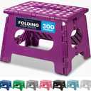 Handy Laundry Folding Lightweight Step Stool - Sturdy Enough to Support Adults and Safe Enough for Kids - Opens Easy with One Flip - Great for Kitchen, Bathroom or Bedroom (Purple - 9 Inch)