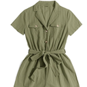 Women's 2025 Summer Casual Mini Short Rompers Shirt Romper, XL