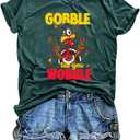 Thanksgiving Shirts for Women Gobble Til You Wobble T Shirt Gobble Turkey Short Sleeve Graphic Tee Tops (S)