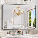 KOCUUY Black Mirror, 36x48 Inch Rectangle Bathroom Mirror with HD Tempered Glass, Anti-Rust Frame, Vanity Mirror with Rounded Corner for Bathroom, Living Room, Entryway, Hang Horizontal/Vertical