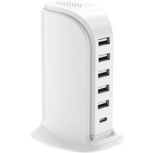 Charging Station for Multiple Devices Upoy, Multi USB Tower Hub with 5 USB+1 Type C Ports, USB C Charger Block Fast Charging for Apple/Samsung/Android Gadgets, Cute Home Office Desk Accessories