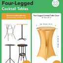 Cocktail High Top Table Covers - 32x43 Inch Fitted Spandex Round Cocktail Tablecloth for Bar Height Standing Table Cloths Reusable, for Party Wedding Banquet Event Decorations, Shiny Gold, 8 Pack
