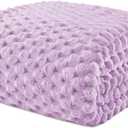 Exclusivo Mezcla Fleece Queen Blanket for Bed, Extra Large Fuzzy Lilac Purple Bed Blankets, Soft Cozy Plush Sofa Throws for All Seasons, 90x90 Inches