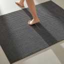 Large Bathroom Rugs Non Slip Washable Bath Rugs Super Absorbent Bathroom Rug Thin Quick Dry Low Pile Bath Mats, Dark Grey 36"x60"