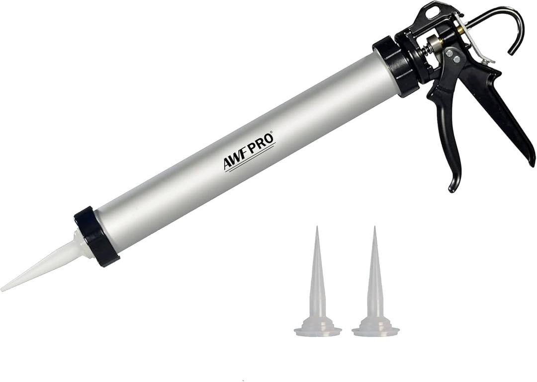 AWF PRO Sausage Caulk Gun - 20 oz Foil Pack / 10 oz Cartridge Convertible, 18:1 Thrust, Aluminum Sausage Caulking Gun, Ideal For Contractors and DIY, Replaceable Tips Included