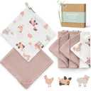Momcozy Soft & Absorbent Baby Washcloths - 4 Layer Design| Medium Thickness| Premium Cotton for Newborns' Skin-Great for Bathing, Wiping & on-The-go Use, Shower Gift and Essential(5 Pack, 10x10 inch)