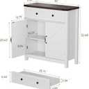 Semiocthome Farmhouse Sideboard Buffet Cabinet with Storage and Adjustable Shelf, Accent Table with Barn Door, Storage Cabinet for Kitchen, Dining Room, Bathroom, Entryway - White