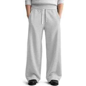 HeSaYep Men's Fleece Baggy Sweatpants Wide Leg Lounge Sweat Pants with Pockets (Grey)