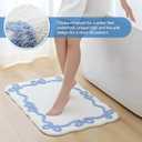 TRUEDAYS Blue Scalloped Bath Mat - Cute Bow Bathroom Rugs Small Non Slip Bath Mat, Soft & Absorbent Bath Rugs for Bathroom Decor, Tub, Vanity Floor (32*20 Inches)