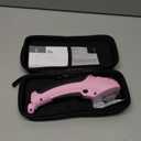 VLOXO Cordless Electric Scissors, Cardboard Cutter with Safety Lock 4.2V Electric Mini Cutter Power Rotary Scissors for Leather Felt Rug Box with Storage Box Pink