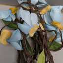 160cm/63inch Bendable Artificial Magnolia Flower Tree Branches Garland Orchid Door Hanging Floral Vines Wreath for Wedding Sign Arch Wall Backdrop Home Garden Mantel Decoration (Blue)