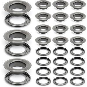 CRAFTMEMORE 5/8" (16MM) Hole 50 Sets Grommets Eyelets with Washers for Leather, Tarp, Canvas (Gunmetal)