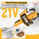 Electric Drain Auger,21V Cordless Drain Snake,25Ft Auto-Feed Snake Drain Hair Removal Tool with 2.0Ah Battery,Sink Snake Drain Cleaner for Sewer,Toilet,Kitchen,Shower 3/4"-2.95" Pipes(Bag&Gloves&Rag