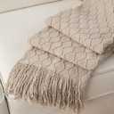 BATTILO HOME Khaki Throw Blankets for Couch, Taupe Lightweight Decorative Blankets and Throws, Boho Warm Knit Blanket for Men and Women, 50"x60"