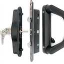 Patio Sliding Door Handle Set with Mortise Lock, Suitable for Sliding Glass Patio Door Thickness from 1.5in to 2in, 4-15/16" Screw Holes, Need to Drill, Reversible Design, Keyed (Black)
