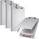 PerKoop 4 Pcs Aluminum Clipboard with Storage Folder Form Holder Metal Clip Board 14x9.3x2.2 Letter Size Binder for Nurses Construction Workers Business Office Stationery Items