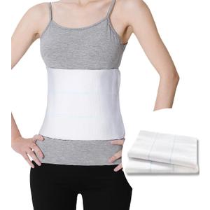 S 2 Pack Abdominal Binder Post Surgery Stomach Compression for Men and Women, Tummy Tuck Belt Belly Band Stomach Wrap, High Elasticity, Breathable - (60" - 75") 3 PANEL - 9" WHITE