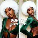 Short Kinky Curly Afro Wig with Bangs Glueless for Black Women Men 70s Disco Bouncy Fluffy Puff Synthetic Heat Resistant Natural Looking Hair for Party Cosplay Daily Use