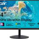 acer SB240Y G0bi 23.8" IPS Full HD Ultra-Slim Edge-to-Edge Gaming Office Monitor | Adaptive-Sync Support (FreeSync Compatible) | Up to 120Hz Refresh | 1ms (VRB) | Tilt | HDMI & VGA Ports | Black