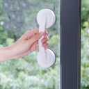 WANLIAN-Powerful Suction Cup Glass Mirror Door Handle, Refrigerator Drawer Bathroom Suction Cup Wall handrail, Bathtub Shower Handle Kitchen Drawer Cabinet Handle, White Large
