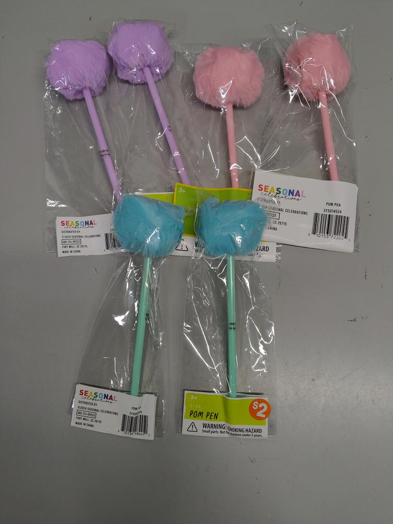6 Pieces Fluffy Ball Pens Plush Pens Macaron Color Ballpoint Blue Gel Ink, for Office Supply, Coworkers, Women, 3  colors