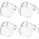 4 Pack Face Shield with Glasses, Face Mask Shield Anti-Fog Clear Ultra Clear Reusable Protective Plastic Face Shield Mask Droplet Splash Guard for Women Men Kids
