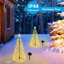 Dynaming 2 Pack 26" Solar Spiral Trees with Warm White Lights, Light Up Xmas Metal Pathway Markers, Gift for Mom, Auto On/Off & Waterproof Lights for Outdoor Winter Patio Yard Walkway Driveway