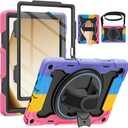 Case for Galaxy Tab A9 Plus 5G/ A9+ (11 Inch) with HD Screen Protector & Shoulder Strap|15ft Drop Protection|360 Stand Hand Strap Case for Samsung Tablet A9Plus 2023 SM-X210/X216/X218 for Kids (Pink/Black)