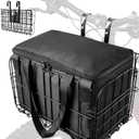 LIQING Bike Basket Front Folding Bicycle Basket with Removable Liner Bag, Quick Release Design Metal Ebike Basket for Adult Women/Men Carrying Dogs, Pets, Fruit & Grocery (L-Black)