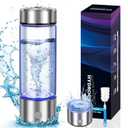 2025 New Hydrogen Water Generator Bottles, Portable Hydrogenated Water Bottle with SPE PEM Technology, 420ml Hydrogen Water Bottle Generator, Rechargeable Ionizer Machine for Home, Office, and Travel (Silver)