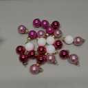Tioncy 32 Pcs 1 Inch Mini Glass Christmas Ornaments Balls Shiny Christmas Balls Tiny Tree Hanging Decoration Small Colorful Ball Pendant for Xmas Party Supplies(Pink Series, White)