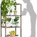 New England 4-Tier Wooden Plant Stand for Indoor/Outdoor Use, Perfect for Living Room, Patio, or Balcony - Supports Multiple Plants, Ideal Gift for Plant Lovers