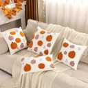 Tosleo Halloween Throw Pillow Covers 16x16 inch Set of 2 Halloween Pink and Orange Pumpkins Embroidered Pillow Cases Thanksgiving Home Party Pumpkin Fall Decor Pillowcases Cushion Covers