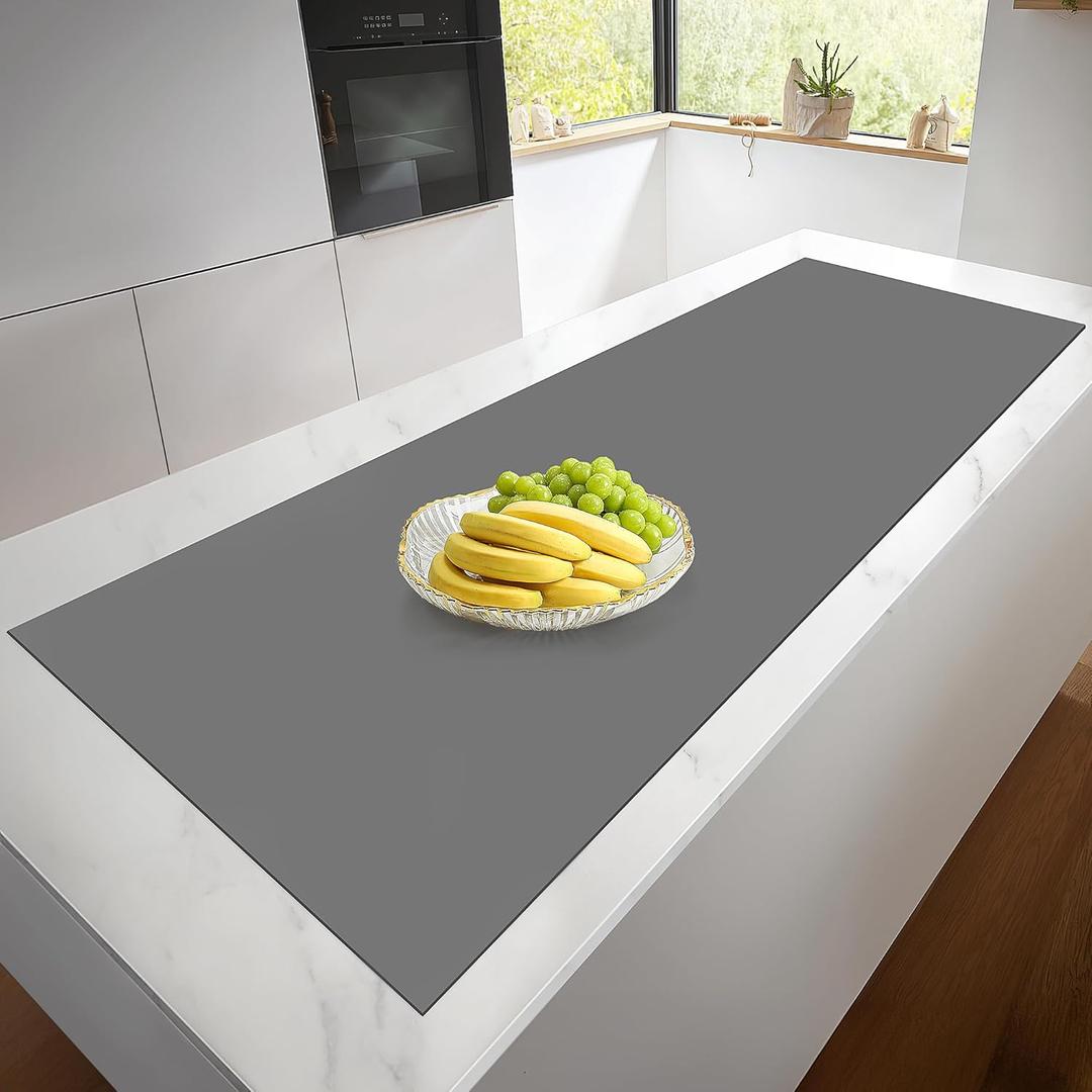 Silicone Mat Roll - Silicone Mats for Kitchen Counter, Heat Resistant Countertop Protector, Non-Slip Table Mat Desk Saver Pad, Multi-functional Cuttable Silicone Mat, Craft Mat - 17IN X 5FT (17IN  5FT(Thick 0.85MM), Gray)