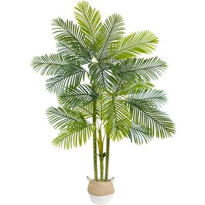 Warmplants Artificial Palm Tree, 7ft Fake Areca Palm Plant with Basket, Large Faux Phoenix Palm UV Resistant Plants for Indoor Outdoor Home Garden Patio Office Dcor