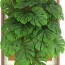 Artificial Plants Wall Hanging Decor Monstera 3D Decorative Painting Wooden Frame Size 17" x 13" (Green, 17"x13")