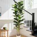 FLOWORLD Fiddle Leaf Fig Tree, 6FT Faux Trees Indoor, Tall Fake Tree with Decorative Planters, Natural Wood Trunk & Realistic Fiddle Leaf, Artificial Plants for Home Office, Living Room, Outdoor