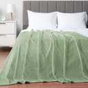 PAVILIA Soft Fleece Light Green Throw Blanket for Couch, Lightweight Plush Warm Blankets for Bed, Fuzzy Cozy Flannel Blanket Throw for Sofa, Travel, Jacquard Pattern, Sage Green, 50x60 inch