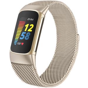surundo Compatible with Fitbit Charge 6/Charge 5 Bands for Wmen Men, Metal Mesh Milanese Loop Adjustable Strap Replacement for Fitbit Charge 6/Charge 5 Advanced Fitness & Health Trackers