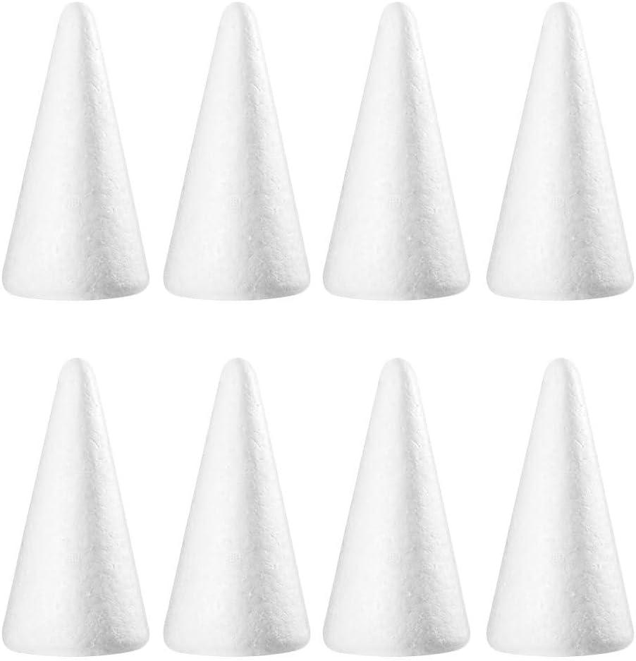 HOMSFOU 8pcs Foams Cones, DIY Craft Cones, Christmas Tree DIY Material, Educational Foams Toy, White, 9. 44 X 3. 74 Inch