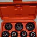 Oil Filter Socket Set Includes 24mm,27mm,29mm,30mm,32mm,36mm,38mm. 7-Piece Oil Filter Wrench Set for Mercedes Benz, VW, BMW, Oil Change Tool (Black)