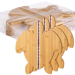 Didaey 6 Pieces Bamboo Sea Turtle Shaped Cutting Board, 14 x 12 x 0.4 Inches, Wood Charcuterie Serving and Cutting Board for Crafts DIY Housewarming Gift