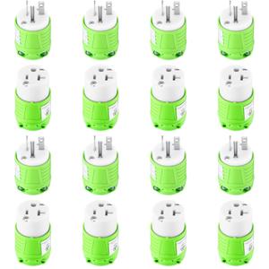 Xuhal 8 Sets 5-20 Extension Cord Ends 20 Amp 125 Volt Electrical Replacement Plug and Connector, 2 Pole, 3 Wire Grounding, Industrial Grade, Straight Blade, ETL Listed (Green)